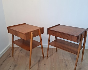 Pair of Swedish Mid-Century Modern Teak Nightstands by AB Carlström & Co | Vintage 1960s Bedside Tables | Scandinavian Design