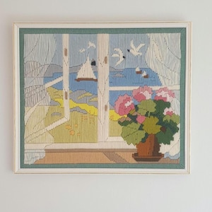 Swedish Handembroidered Vintage Swedish Wall tapestry painting handwoven wall decor embrodery