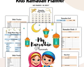 Kids Ramadan Planner | Fun and Interactive Islamic Activities for Kids | Quran Reading Fasting Salat Tracker | Ramadan Printables