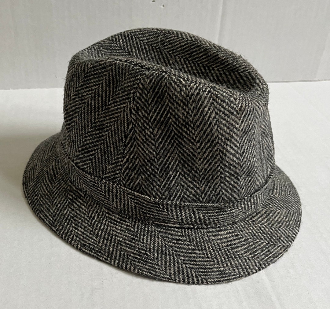 Vintage Men's Gray Herringbone Fedora Hat Sz Med 7-7 1/8 - Etsy