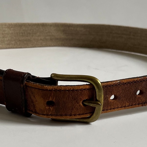 Men's Vintage 80s COACH Canvas Leather Belt Sz 32 Preppy Rep