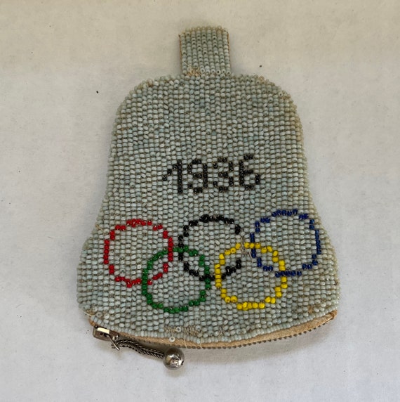 Rare Vintage 1936 Olympics Beaded Coin Purse Berl… - image 1