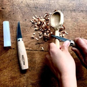 Wood Carving Knife for Beginners – Japanese Craft Knife with Safety Cap – Hand Tool for Spoon & Bowl Making – DIY Woodwork Gift