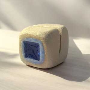 Porta carte in vetro e ceramica giapponese Mashiko – Decorazione da scrivania in ceramica fatta a mano – Mini oggetto d'arte – Regalo unico – Prodotto in Giappone