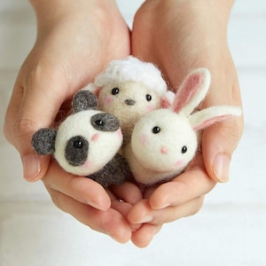 Japanese Hamanaka Needle Felting Kit  Mini Animal Friends Felting Kit (Set of 3) – Cute Handmade Wool Craft Gift – Japanese DIY Kit