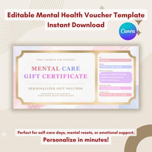 Angst Unterstützung Geschenk, druckbare Selbstfürsorge Gutschein, Therapie Geschenkgutschein, Gutschein für digitale Ermutigung, Geschenk für psychische Gesundheit für Freund