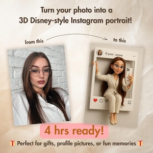 Retrato de desenho animado personalizado a partir de foto, desenho de avatar personalizado no estilo Disney, ideia engraçada de presente digital, download instantâneo