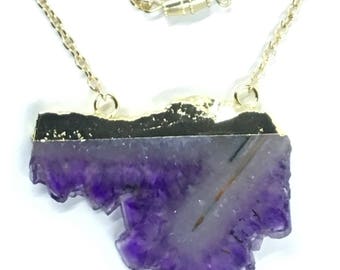 Chunky Amethyst Slice Necklace