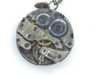 Time Turned on it's Side Steampunk Pendant Necklace