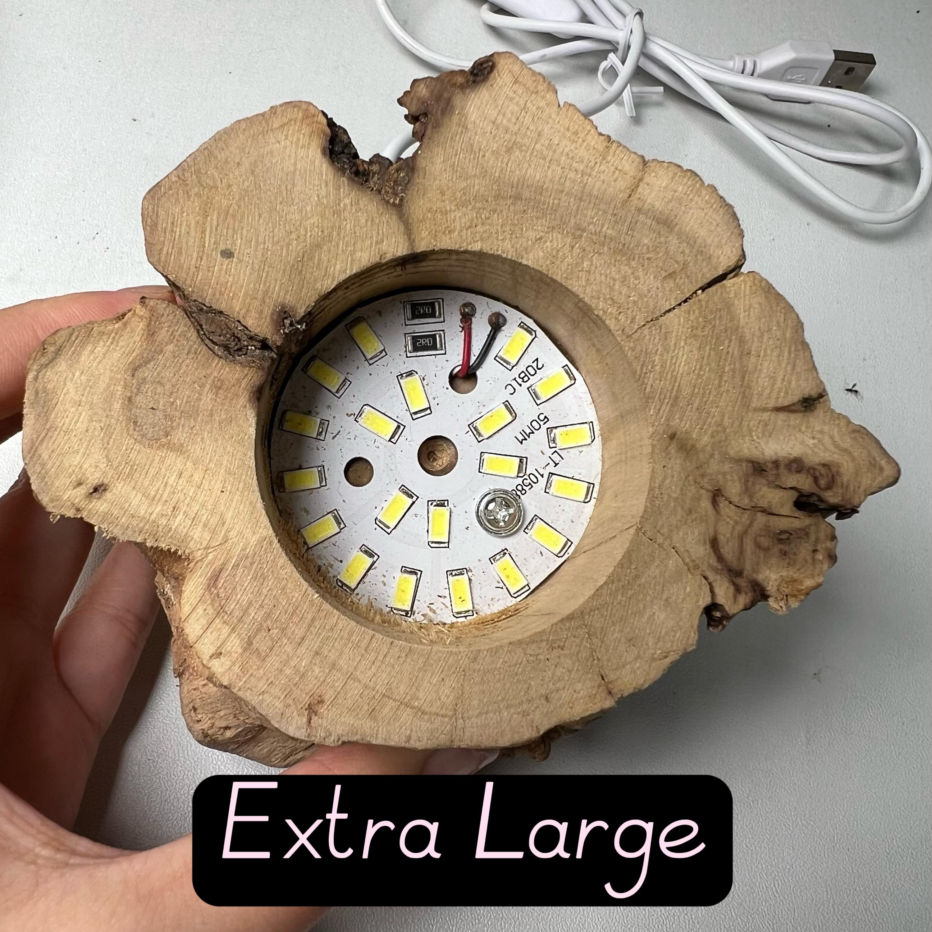 Large LED Wooden Light Display Base – White Light for Crystals ...