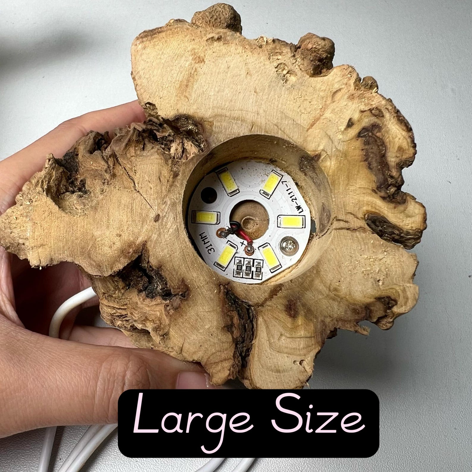 Large LED Wooden Light Display Base – White Light for Crystals ...