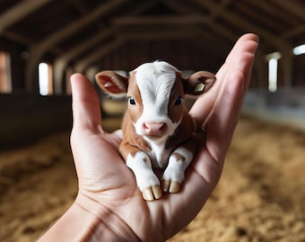 コレクション 1 - 手のひらの中の子牛（子牛 5 頭）（デジタルプリント