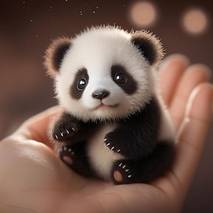 Baby Panda in the palm of your hand, digital print, bonus video, panda wall art, mini panda bear, cute animal digital print, panda wall art