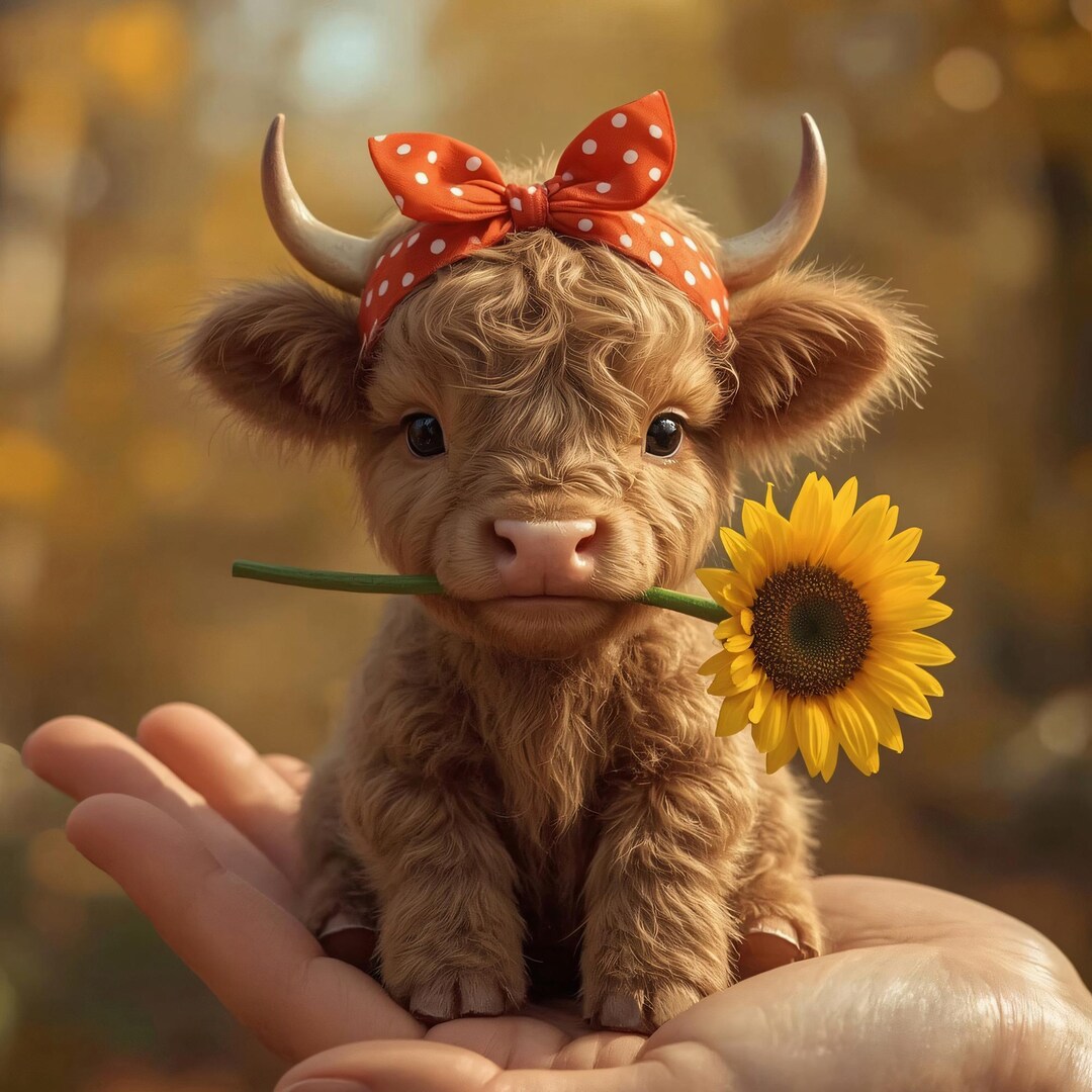 Cow Girl Royle High Highland Cow Girl Print: Sunflower Farmhouse Nursery Art, Digital ...