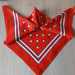 Pañuelo rojo de lunares exclusivo, pañuelo vintage de algodón suizo de los años 70 y 80, 100 % algodón Baumwolle, pañuelo vaquero Baumwolle de 50 cm, regalo