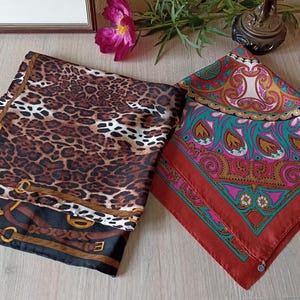 Silk scarf Codello, vintage designer pure small silk square scarf, rare neckerchief,  silk hair scarf, silk bandana, autumn accessory, gift