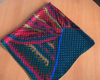 Foulard en soie vintage Christian Fischbacher, motif abstrait foulard de créateur suisse, accessoire de mode, foulard en soie rétro, foulard en soie