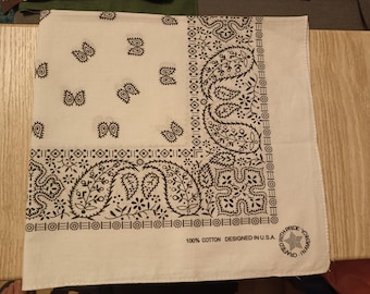 Bandana made in usa, vintage 80er vintage wamcraft paisley vintage Cowboy Taschentuch, handgefertigtes Baumwollhalstuch