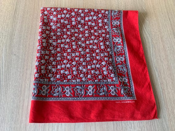 vintage swiss cotton floral bandana, handkerchief baumwolle, cotton head scarf, neckerchief