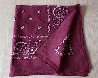 Vintage Paisley Bandana - Classic Western Cowboy Hand Scarf, 1990s, 20 inches, Cotton Head Scarf, Neckerchief, Hair Herchief, Hair Scarf