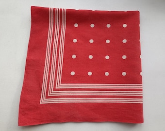 Polka Dots Red Bandana, 70s Vintage Swiss Cotton Bandana, Zurich Baumwolle Bandana, Cowboy Baumwolle Handkerchief, 100% cotton, Gift