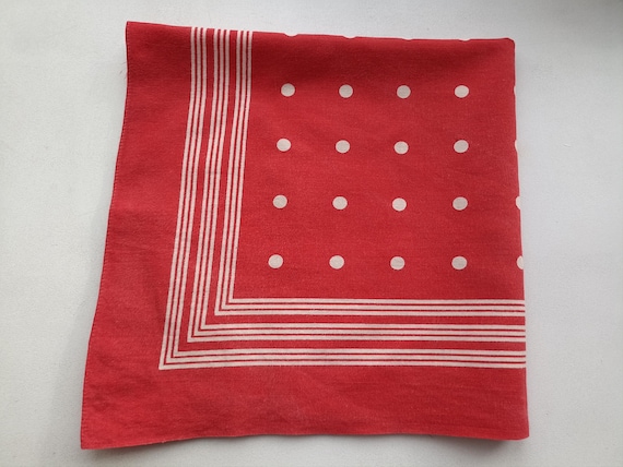 Polka Dots Red Bandana, 70s Vintage Swiss Cotton Bandana, Zurich Baumwolle Bandana, Cowboy Baumwolle Handkerchief, 100% cotton, Gift