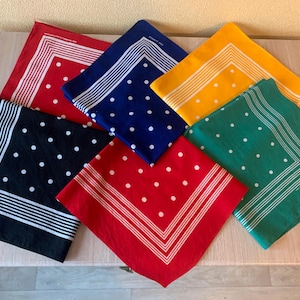 Bandana de lunares, Bandana de algodón suizo vintage de los años 70 y 80, 100% algodón Baumwolle, pañuelo vaquero Baumwolle de 20 pulgadas, regalo
