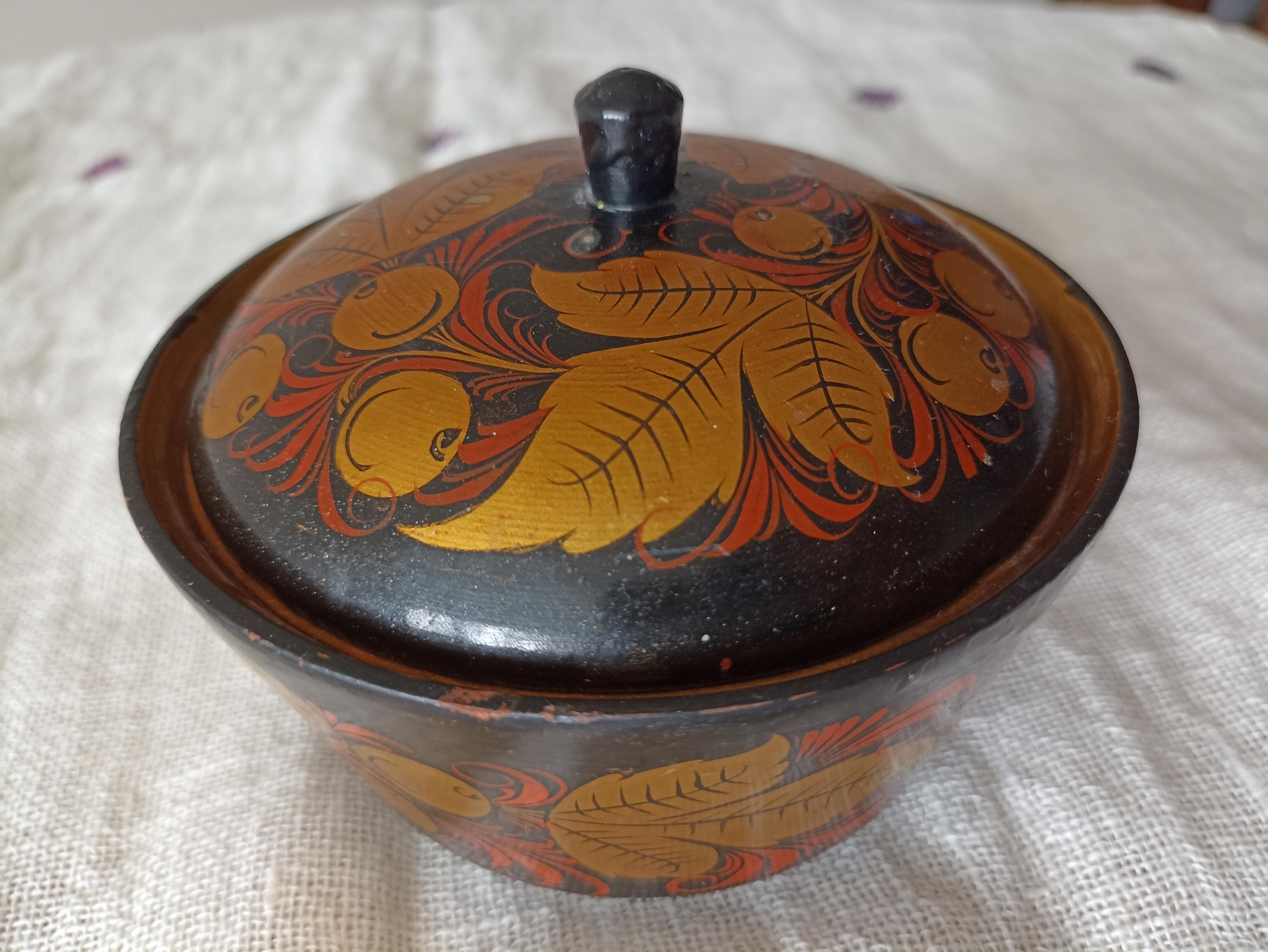 ウクライナのヴィンテージ木製ジュエリーボックス、ソビエト時代の 