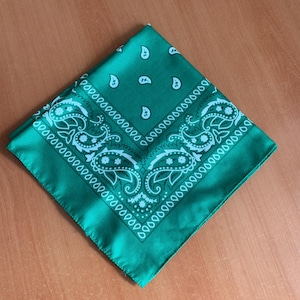 Vintage groene paisley-bandana - klassieke western-cowboy-handsjaal, jaren 90, 21 inch, lente-hoofddoek, halsdoek, Moederdagcadeau