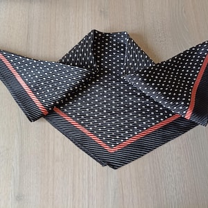 vintage head scarf, polka dot scarf, rare stylish black bandana, classic hairscarf, cottagecore accessory, neckscarf, silk head scarf