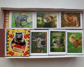 Matchbox, Matches, Wooden Matchsticks, Set of Ukrainian matches 15 ps, souvenir box of matches Animals Ukraine, prezent Matches, gift