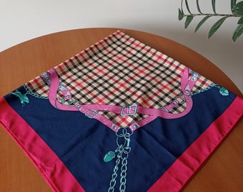 Pañuelo de seda, pañuelo de seda retro, pañuelo de seda vintage, fular con estampado abstracto, accesorio de moda, bufanda elegante, regalo para el Día de la Madre.
