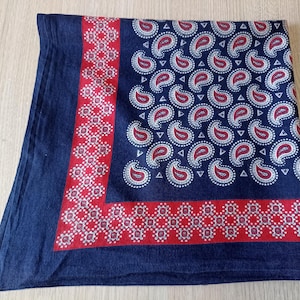 Vintage 70s Cotton Bandana Ink Paisley Western Cowboy Baumwolle 20 Inch Scarf, Cotton Bandana Turkish Style