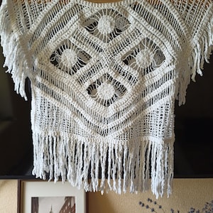 Vintage Exclusive Crochet White Top, Handmade Festival Crop Blouse, Boho Beachwearvintage, Crochet Beach Top, Festival Snow-white Top