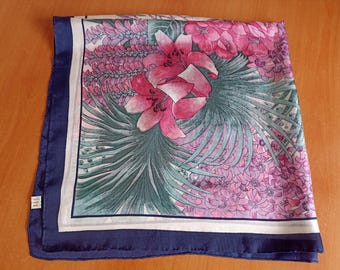 Bufanda de seda vintage, foulard de diseño, pañuelo de seda excepcional, pañuelo de seda excepcional, estampado floral, accesorio de moda, regalo para el Día de la Madre.