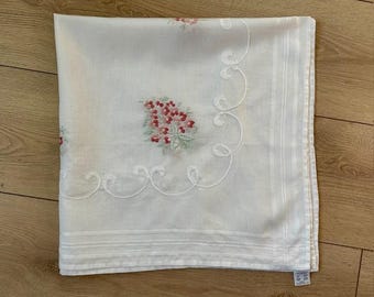 100% cotton tablecloth with hand embroidery, kitchen textiles, vintage natural tablecloth, scarf, coffee table tablecloth, home decor, gift