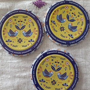 Canning Lid Set, 20 Pieces, Ukrainian Metal Lids for Home Canning, Decorative Canning Lids, Ukrainian Souvenir, Gift