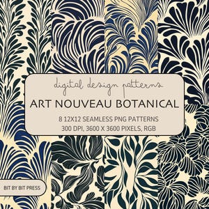 Botanische art nouveau-ontwerppatronen – vloeiende, op de natuur geïnspireerde patronen