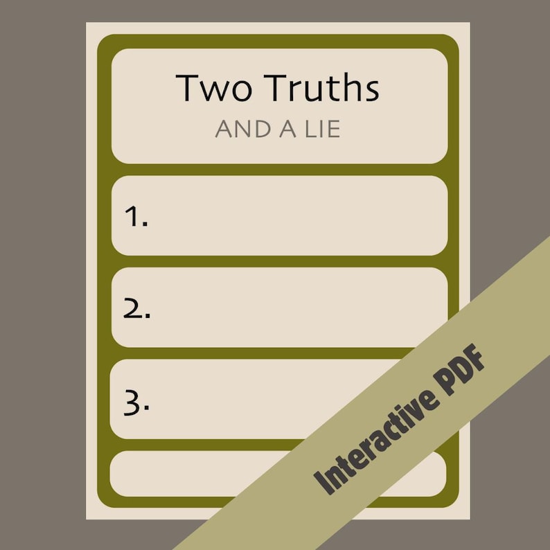 Two Truths and a Lie Game: Interactive Printable PDF - Etsy