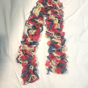 Red white and blue ruffle scarf