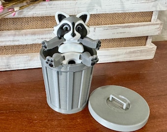 Trashcan Raccoon Fidget Toy - 3D Printed Articulated Trash Panda, Sensory ADHD Toy, Desk Toy