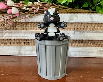 Trashcan Skunk Fidget Toy - 3D Printed Articulated Animal, Sensory ADHD Toy, Cute Desk Toy Gift