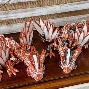 Winged Steampunk Articulated Dragon - Fidget Toy - 3D Printed Dragon