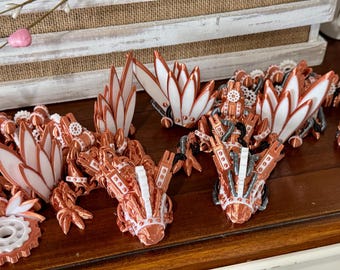 Winged Steampunk Articulated Dragon - 3D Printed Posable Fidget Toy, Dragon Lover Gift, Desk Toy