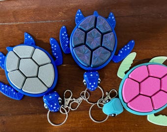 Sea Turtle Fidget Clicker - 3D Printed Tactile Clicking Toy, Turtle Keychain, Sensory ADHD Toy