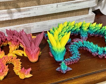Articulated Crystal Dragon - 3D Printed Posable Fidget Toy, Dragon Lover Gift, Sensory Toy, Desk Toy