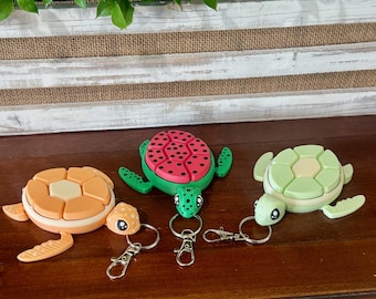 Fruit Turtle Fidget Clicker - 3D Printed Clicky Tactile Keychain, Sensory Toy, ADHD Fidget Gift