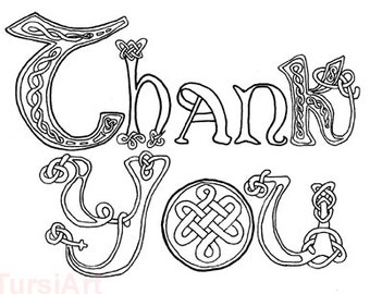 12 Thank You Coloring Postcards Celtic Knots Script One Dozen Cards To Color And Mail Page Mailart By TursiArt