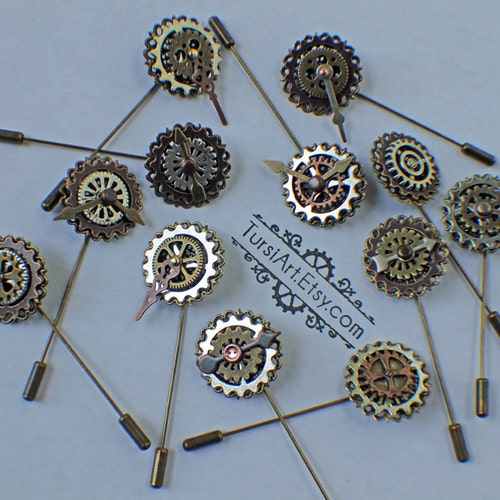 Steampunk Lapel Pin Clockwork Lapel Pin Cog & Gears Tie Pin Etsy