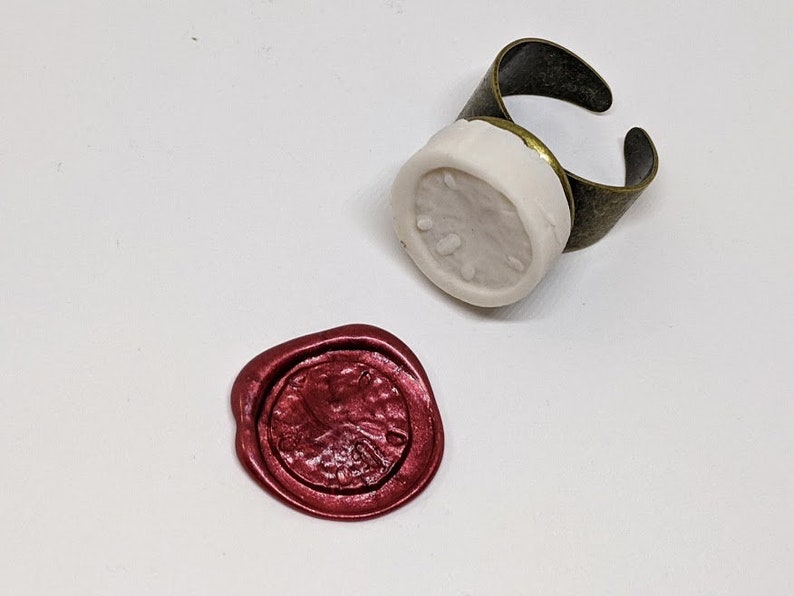 Sand Dollar Wax Seal Signet Ring handmade vitrified porcelain in silver or bronze sealing wax adjustable size Sea Biscuit Sea Urchin Ocean image 1